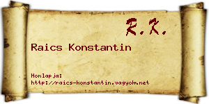 Raics Konstantin névjegykártya